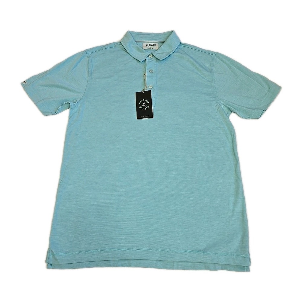 LinkSoul Shirt Mens Small Wintergreen Striped Avila  Golf Casual Polo LS121